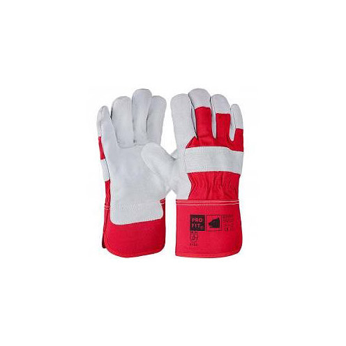 PRO FIT Rindspaltleder-Handschuh, komplett gefüttert, "Seemann", rot/natur, Premium-Qualität, Größe: 10, VE: 12 Paar, 542223-10