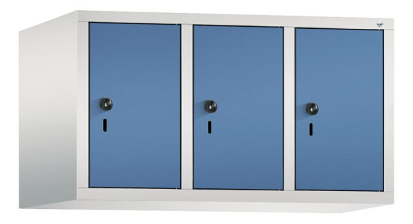 C+P Aufsatz-Garderobenschrank Evolo, 3 Abteile, H500xB900xT500 mm, Lichtgrau/Fernblau, 48090-30 S10071