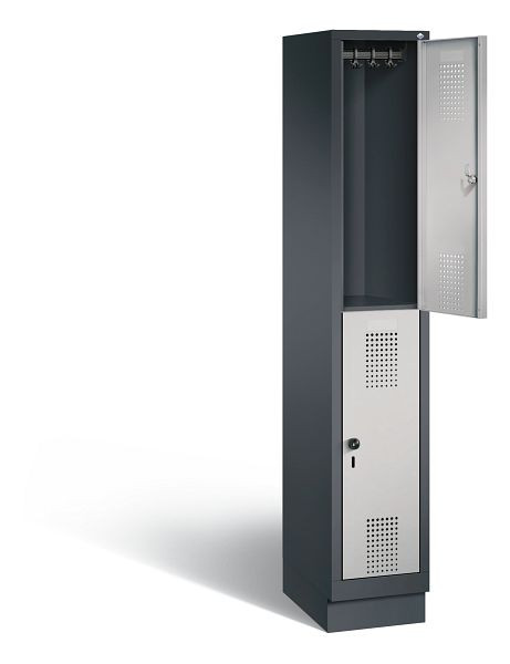 C+P Spind doppelstöckig Evolo, H1800xB320xT500mm, Farbe: Schwarzgrau / Weißaluminium, 48320-10 S10104