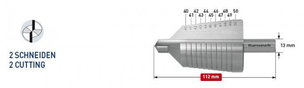Karnasch Stufenbohrer HSS-XE d=40-50mm, 213023