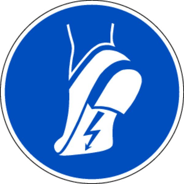Schilder Klar Gebotszeichen Antistatisches Schuhwerk benutzen DIN EN ISO 7010, M032, 100 mm Folie selbstklebend, 1434/61