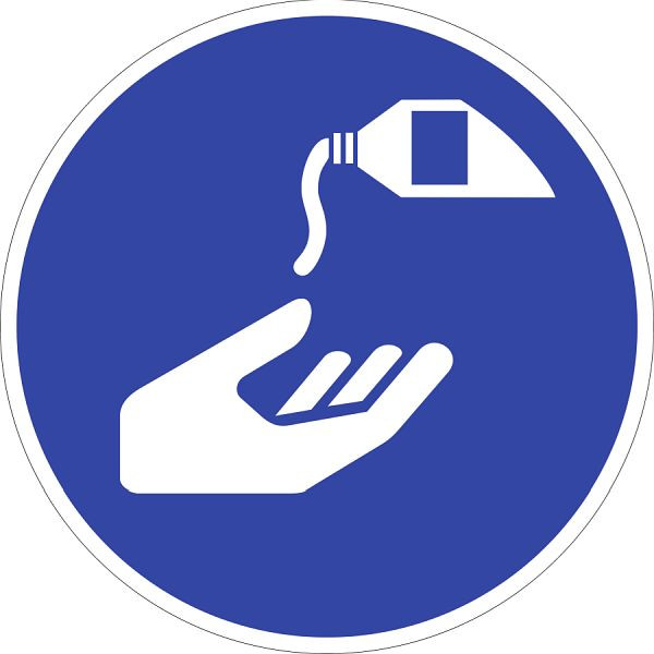 Moedel Hautschutzmittel benutzen ISO 7010, Folie, Ø 100 mm, 51831