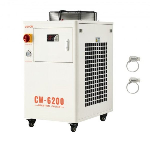 VEVOR Industrieller Wasserkühler, 5 kW, 15 L Tank, Durchfluss 70 L/min, für CO2-Laser-Röhrengravur- & Schneidemaschinen, YYSJXGYLSJ150Z2EP001V2