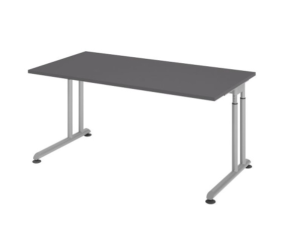 Hammerbacher Schreibtisch C-Fuß 160x80cm Graphit/Silber, VZS16/G/S