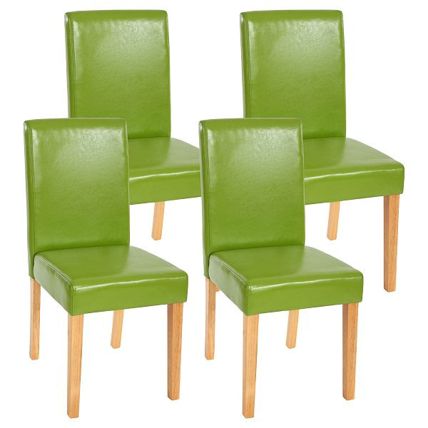 Mendler 4er-Set Esszimmerstuhl Stuhl Küchenstuhl Littau, Kunstleder, grün, helle Beine, 33700