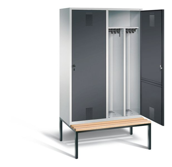 C+P Schwarz-Weiss-Spind Evolo, H2090xB1190xT500mm, Farbe: Lichtgrau / Schwarzgrau, 48250-40 S10047