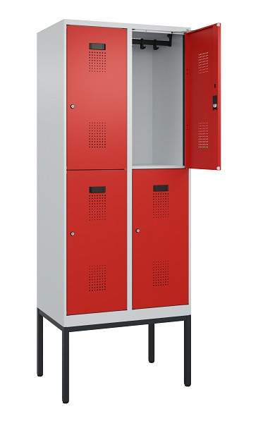 C+P Doppelstock-Spind Evolo PLUS, Gestell, 4 Fächer, 2120x800x500mm, 7035/3020, Zylinderschloss, 0493307-22 S10032