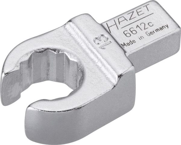 Hazet Einsteck-Ringschlüssel, offen, Einsteck-Vierkant 9 x 12 mm, Außen-Doppel-Sechskant Profil, 13 mm, 6612C-13