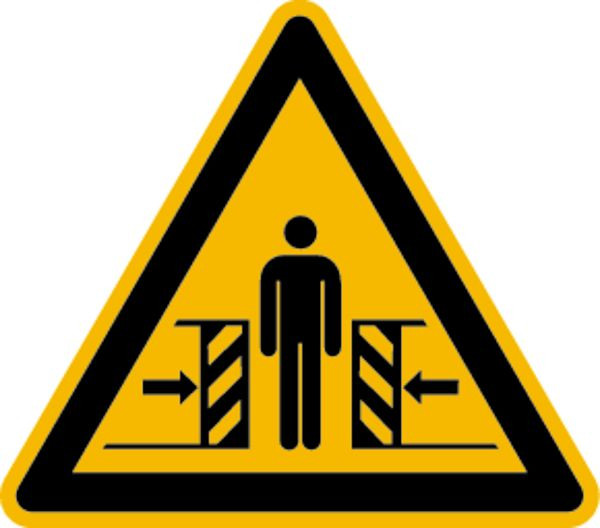 Schilder Klar Warnzeichen Warnung vor Quetschgefahr DIN EN ISO 7010-W019, 100 mm Folie selbstklebend, 1509/61