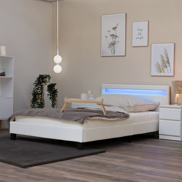 HOME DELUXE LED Bett ASTRO - 140 x 200 cm Weiß, 7310, 4058166017352