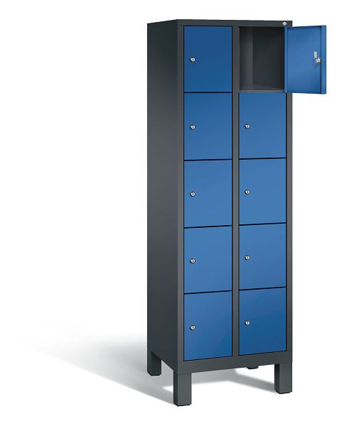 C+P Schließfachschrank Evolo, H1850xB610xT500mm, Farbe: Schwarzgrau / Enzianblau, 48010-205 S10131