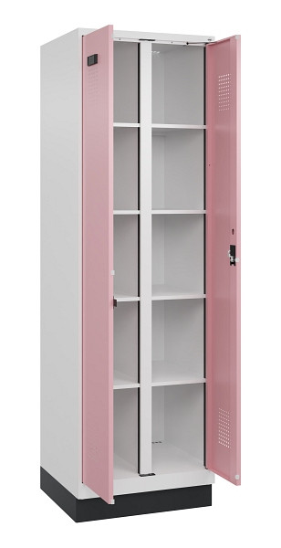 C+P Wäsche-Spind Evolo PLUS, mit Sockel, 2 Abteile, 1950x600x500mm, 9016/3015, Verschluss Zylinderschloss, 049022-20B S10045