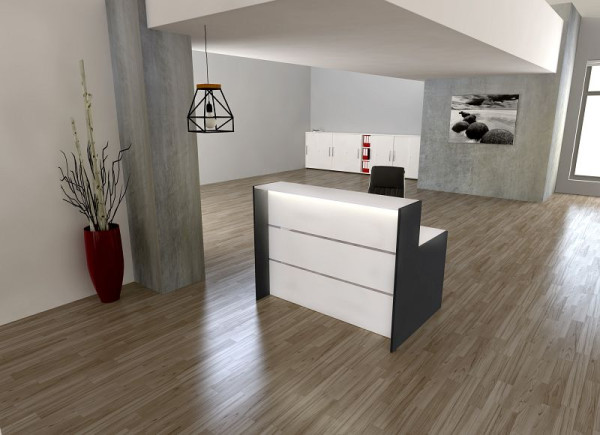 Kerkmann Bari Lineartheke, Tischplattentiefe 80 cm, Weiß/anthrazit, 21357310