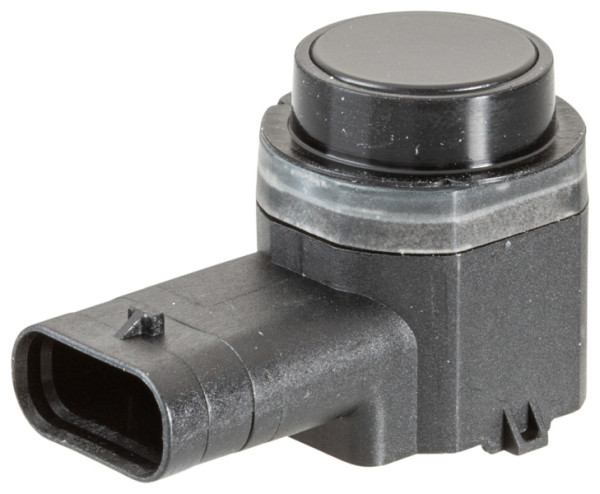 HELLA Sensor, Einparkhilfe, gewinkelt, 3-polig, gesteckt, lackierbar, mit Befestigungsring, 6PX 358 141-051