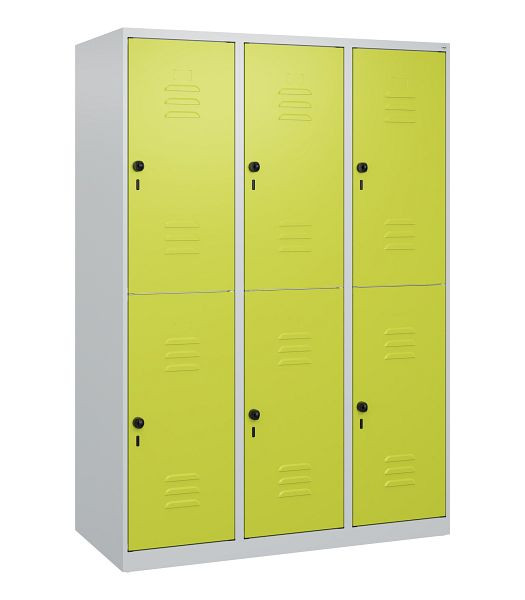 C+P Doppelstöckiger Spind Classic PLUS, 3 Abteile, 1700x1200x500mm, 7035/0024, Drehriegel, 0803007-32 S10009