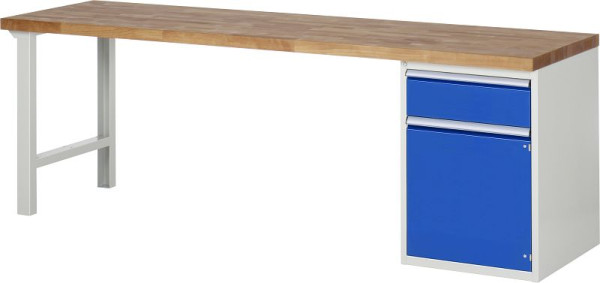 RAU Werkbank Serie 7000 - Baukasten-Bauweise, Unterbau-Container (1x Schublade, 1x Flügeltür), 2500x840x700 mm, 03-7502A1-257B4S.11