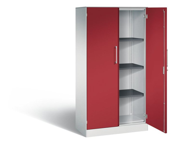 C+P Flügeltürenschrank Asisto, H1635xB800xT435mm, Farbe: Lichtgrau / Rubinrot, Bügelgriff, 4 OH, 141013-000 S10112