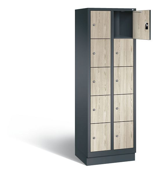 C+P Schließfachschrank Evolo, H1800xB610xT500mm, Farbe: Anthrazitgrau / Dekor Sen-Esche, 48020-205 S10251