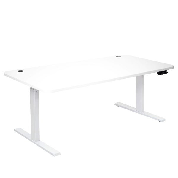 Mendler Schreibtisch HWC-D40, Computertisch, elektrisch höhenverstellbar 160x80cm 53kg, weiß, weiß, 62769+62768