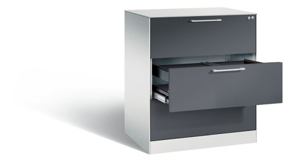 C+P Hängeregistraturschrank Asisto, H1010xB800xT600mm, Farbe: Lichtgrau / Schwarzgrau, Bügelgriff, 146243-312 S10146