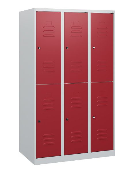 C+P Doppelstöckiger Spind Classic PLUS, 3 Abteile, 1530x900x500mm, 7035/3003, Zylinderschlösser, 0803005-30 S10018