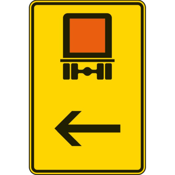 Stein HGS Wegweiser für kennzeichnungspflichtige Fahrzeuge mit gefährlichen Gütern (hier links) Nr. 422-12, 900x600mm /RA2/Flachform 2mm, 422-12-221