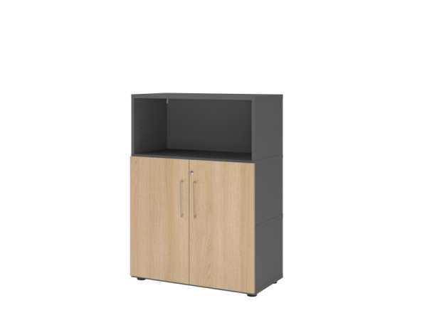 Hammerbacher Regal/Türen, 3OH, graphit/eiche, VFW38T2KG/G/E/BS