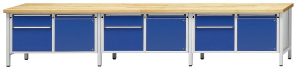 ANKE Werkbänke Kastenwerkbank, Modell 232 V, 4050 x 700 x 890 mm, RAL 7035/5010, BMP 40 mm, 303.777