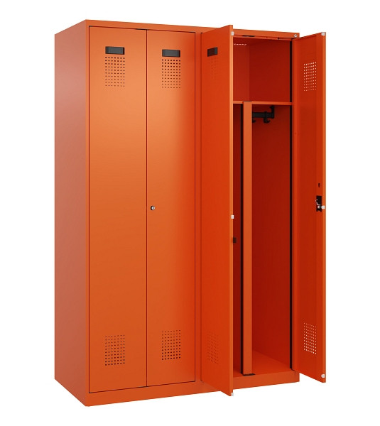 C+P PSA Schwarz-Weiß-Spind Evolo PLUS, 4 Abteile, 1850x1200x500mm, 2004/2004, Zylinderschloss, 049002-40P S10050