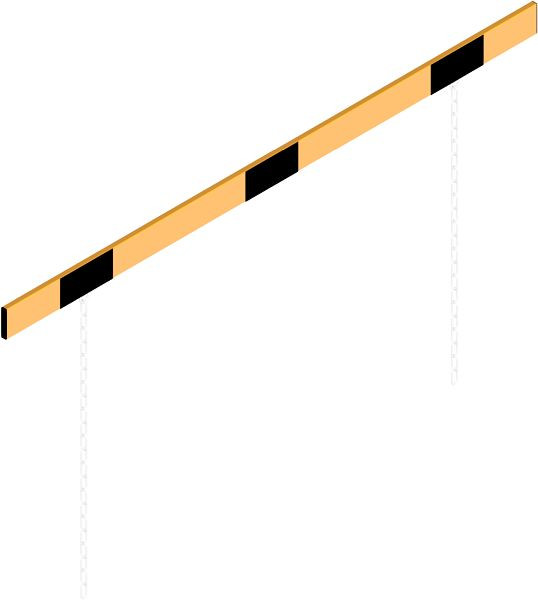 Schake Barriere aus Aluminiumprofil 100x20mm, gelb beschichtet mit schwarzen Streifen, einseitige Markierungsfolie, Querrohrlänge: 2000mm, 4117_20BG