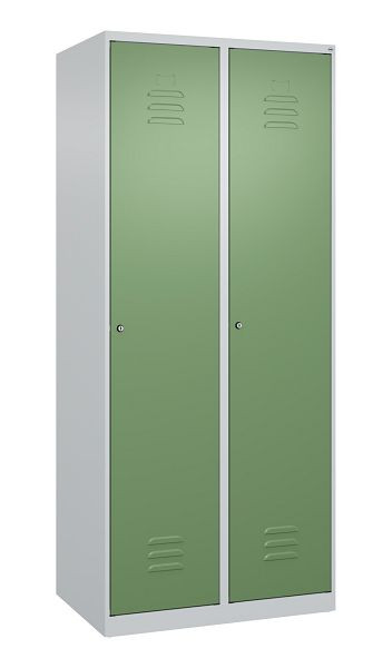 C+P Umkleidespind Classic PLUS mit Mitteltrennwand, 2 Abteile, 1850x800x500mm, 7035/6011, Zylinderschlösser, 080000-22F S10025