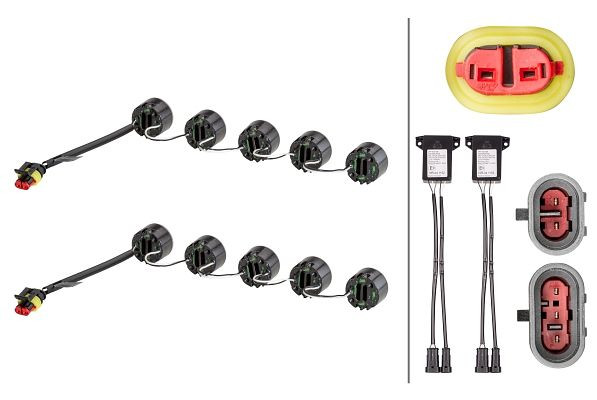 HELLA LED-Tagfahrleuchtensatz, LEDayFlex, 12/24V, SAE/ECE-R10/E9 1152/ECE-R7/ECE-R87/ECE-R148/E24 5852, 120mm, Satz, Positionslicht, 2PT 010 458-711