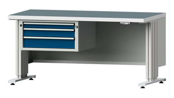 ANKE Werkbänke Arbeitstisch LIFT mit Unterbau, Modell 502 VL, 1500 x 800 x 740-1140 mm, RAL 7035/5010, UBP 40 mm, 405.242