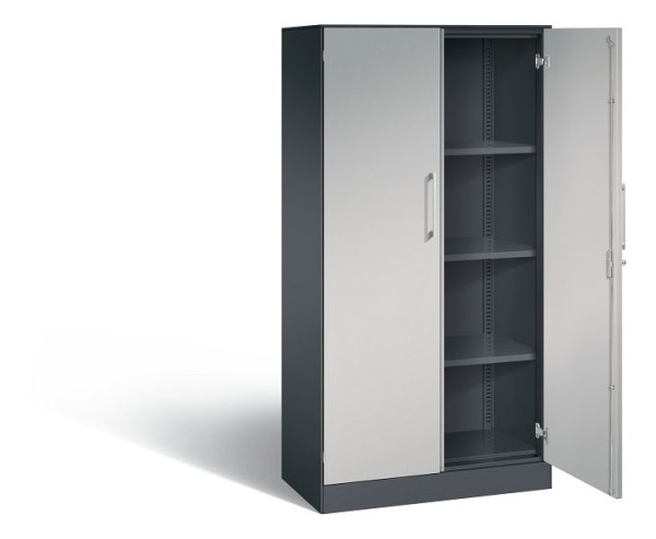 C+P Flügeltürenschrank Asisto, H1635xB800xT435mm, Farbe: Schwarzgrau / Weißaluminium, Bügelgriff, 4 OH, 141013-000 S10093