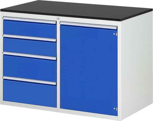 RAU Schubladenschrank 7000, B1145xT650xH820mm, li: Schubladen 2x150 2x210mm, re: Flügeltür, Arbeitsplatte melaminharzbeschichtet, 03-LL5.20.12A-M.11