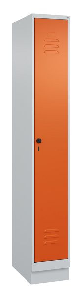 C+P Umkleidespind Classic PLUS mit Mitteltrennwand, Sockel, 1950x300x500mm, 7035/2004, Drehriegel, 080020-10F S10030