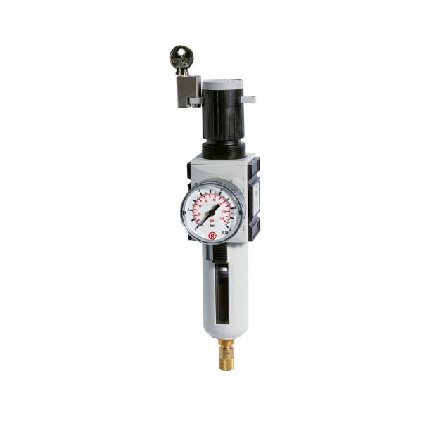 Riegler Filterregler »FUTURA«, PC-Behälter, SK, Manometer, BG 2, G 1/2, 0,2-4 bar, VA, 151801