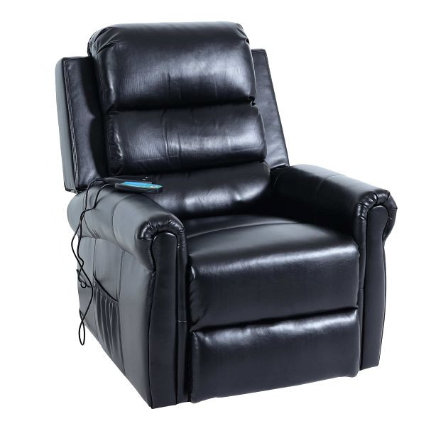 Mendler Fernsehsessel HWC-K63, Relaxsessel Sessel, Liegefunktion Aufstehhilfe Massage Heizfunktion, Kunstleder, schwarz, 103712