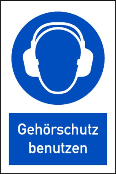 Schilder Klar Kombischild Gehörschutz benutzen DIN EN ISO 7010, 150x200 mm Folie selbstklebend, 622/31