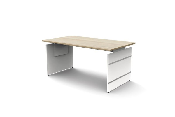 Kerkmann Höhenverstellbarer Wangenschreibtisch B 1600 x T 800 x H 680-760 mm, Form 4, Ahorn, 11464050