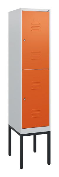 C+P Doppelstöckiger Spind Classic PLUS, Gestell, 1950x400x500mm, 7035/2004, Zylinderschlösser, 0803305-12 S10062