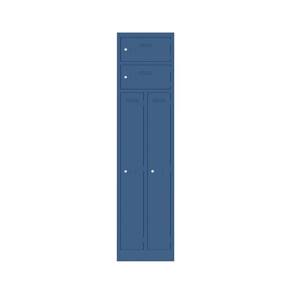 Bisley Garderobenschrank Primary Locker, Garderobenkombination 2 Abteile und 2 Fächern oben, 639 oxfordblau, PLF4545D4639
