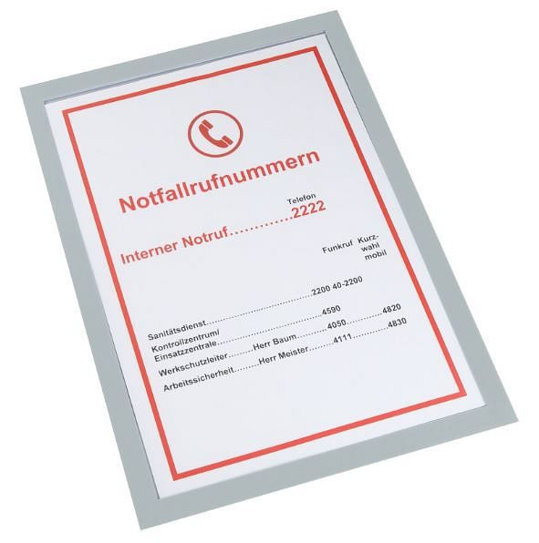 Eichner Magnetische Infotasche DIN A4 Premium, Farbe: Grau, Fülltiefe 3 mm, VE: 5 Stück, 9015-00593-140