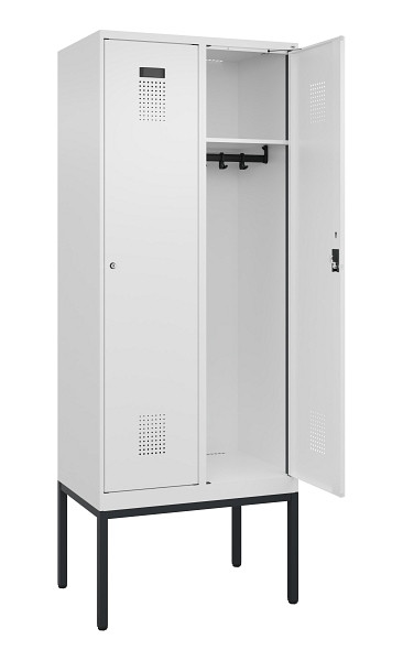 C+P Spind Evolo PLUS, Gestell, 2 Abteile, 2120x800x500mm, 9016/9016, Verschluss Zylinderschloss, Ablageböden 2, 0490307-22 S10047