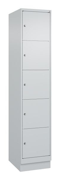 C+P Schließfachschrank Classic PLUS, Sockel, 1950x400x500mm, 7035/7035, mit 5 Fächern, 080020-125 S10009