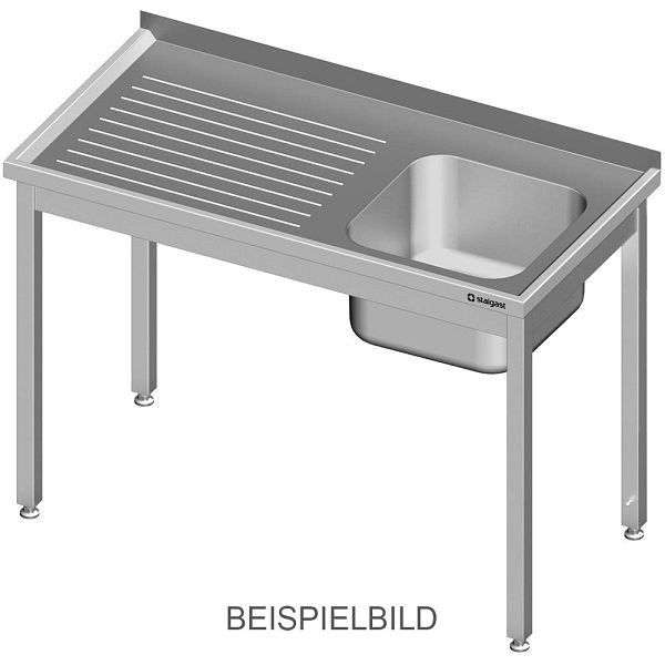 Stalgast Spültisch ohne Grundboden 1100x600x850 mm, mit einem Becken links, mit Aufkantung, verschweißt, VST11620LA