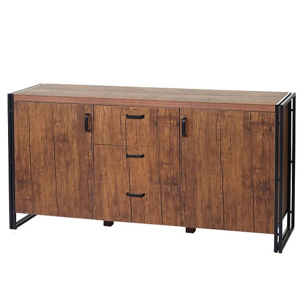 Mendler Sideboard HWC-A27, Kommode Schrank, 3D-Struktur 2 Staufächer 80x160x40cm MDF Metall, Wildeiche-Optik, 57039+57040