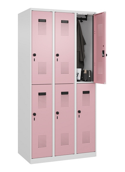 C+P Doppelstöckiger Spind Evolo PLUS, 6 Fächer, 1850x900x500mm, 9016/3015, Drehriegel, 049300-30 S10018