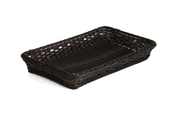 APS GN 2/3 Korb, 32,5 x 35,4 cm, Höhe: 10 cm, Polypropylen, schwarz / braun, mit Edelstahldraht im Rand, -PROFI LINE-, 40249