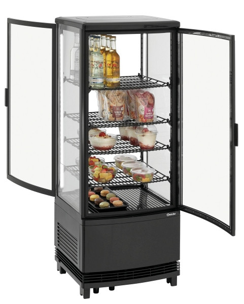 Bartscher Mini-Kühlvitrine 98L2T schwarz, 98 Liter Inhalt, 700698